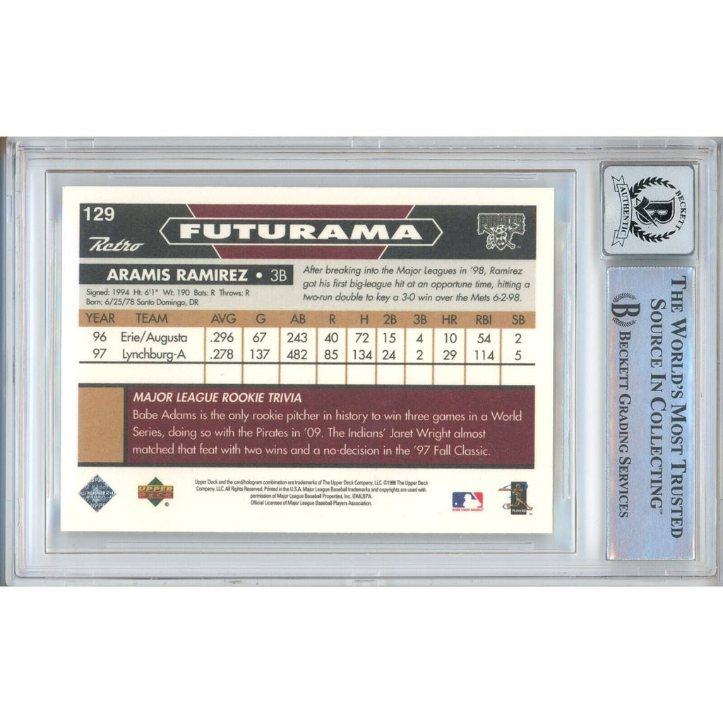 Aramis Ramirez Pittsburgh Pirates Signed 1998 Upper Deck Futurama BGS Auto 10 Graded product image 2, provided for visual