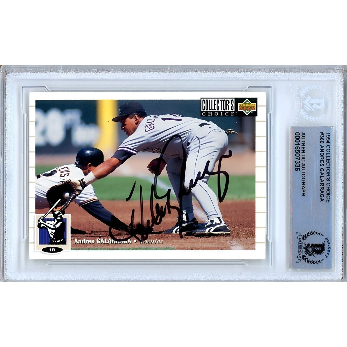 Andres Galarraga Colorado Rockies Signed 1994 Collectors Choice BAS Auth Auto Slab product image 1, provided for visual