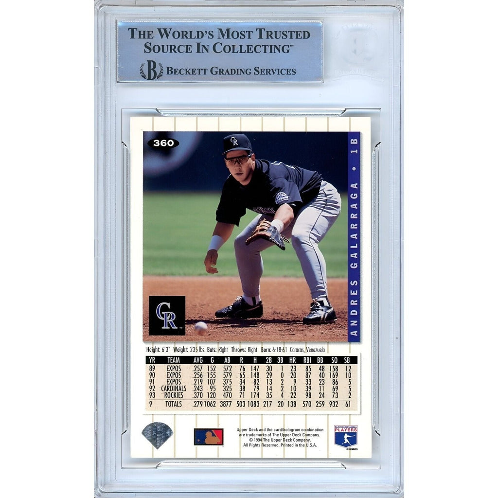 Andres Galarraga Colorado Rockies Signed 1994 Collectors Choice BAS Auth Auto Slab product image 3, provided for visual