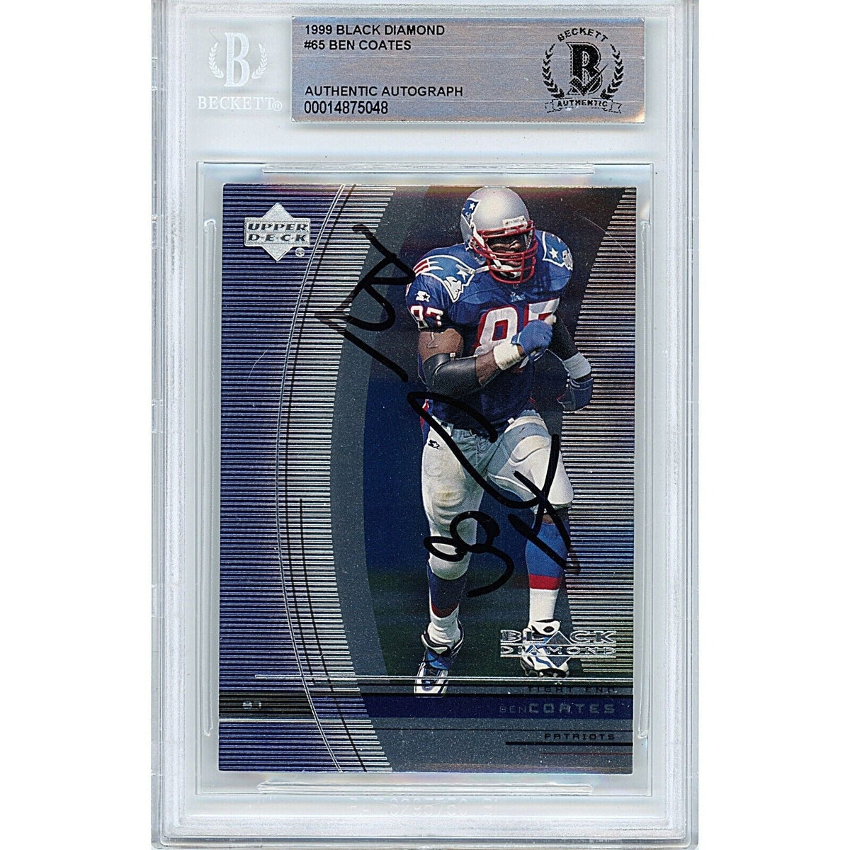 Ben Coates New England Patriots Signed 1999 UD Black Diamond Beckett Auth Auto Slab product image 1, provided for visual