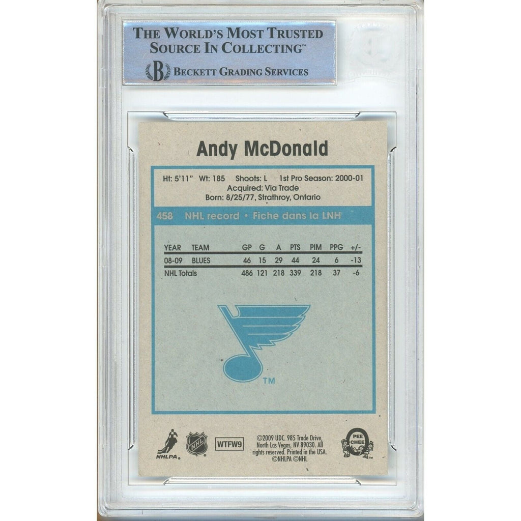 Andy McDonald St. Louis Blues Signed 2009 O-Pee-Chee Hockey Card BAS Auth Slab product image 2, provided for visual
