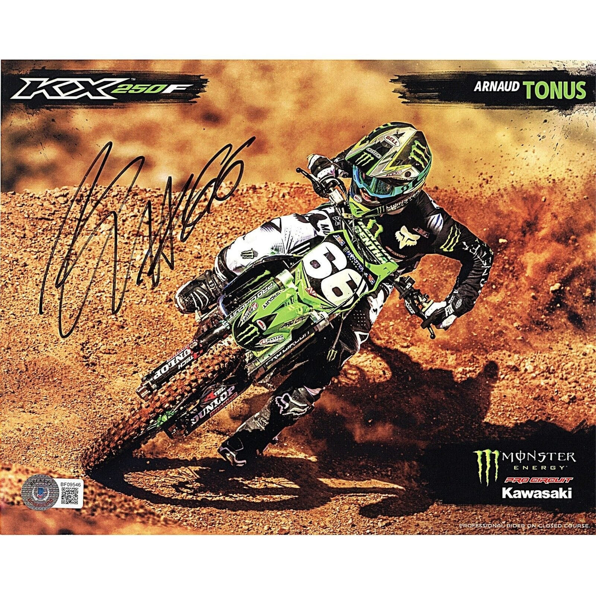 Arnaud Tonus Supercross Signed Motocross 8x10 Photo Beckett Authentic Auto COA product image 1, provided for visual