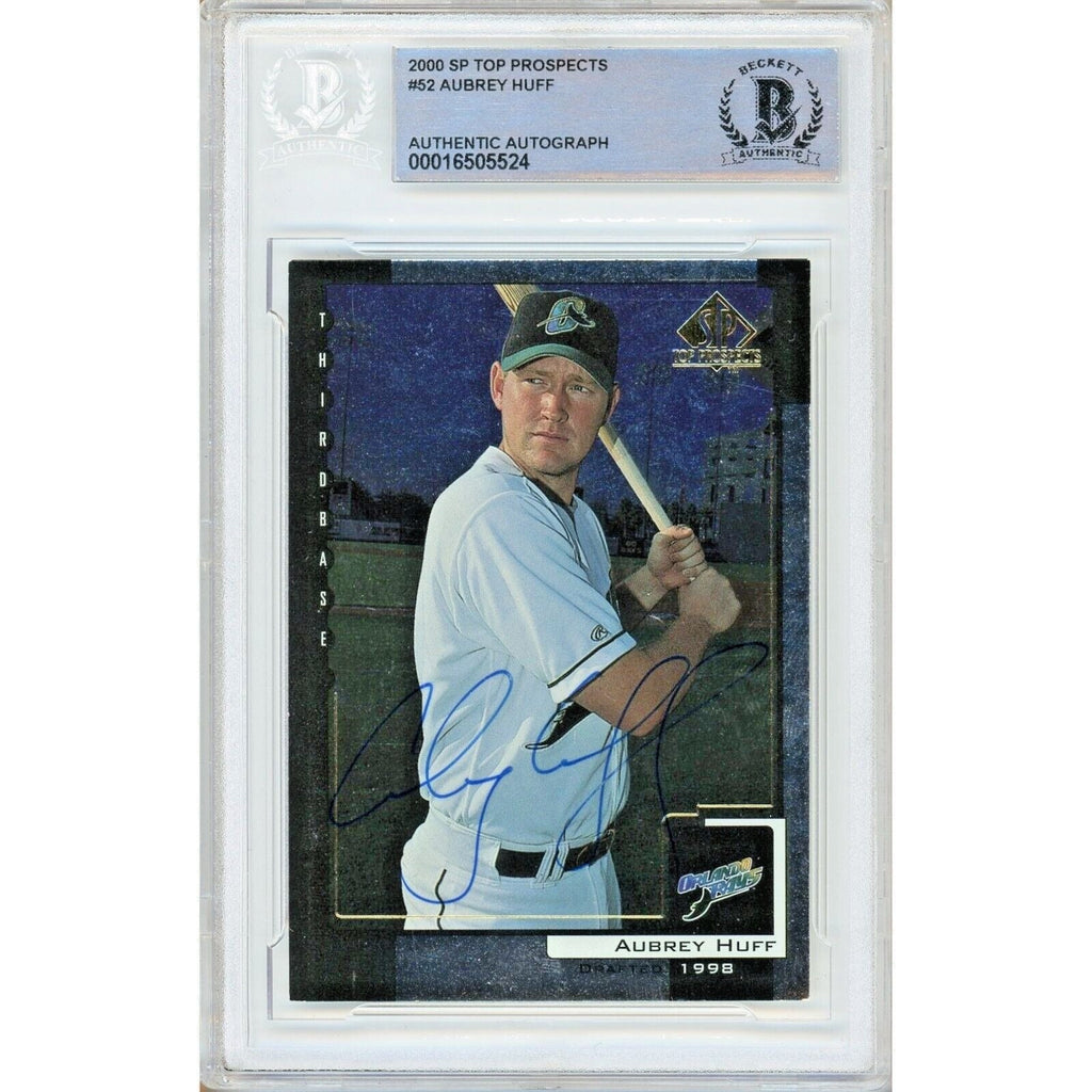 Aubrey Huff Signed 2000 SP Top Prospects Baseball Card RC SF Giants BAS Auth Slab product image 1, provided for visual