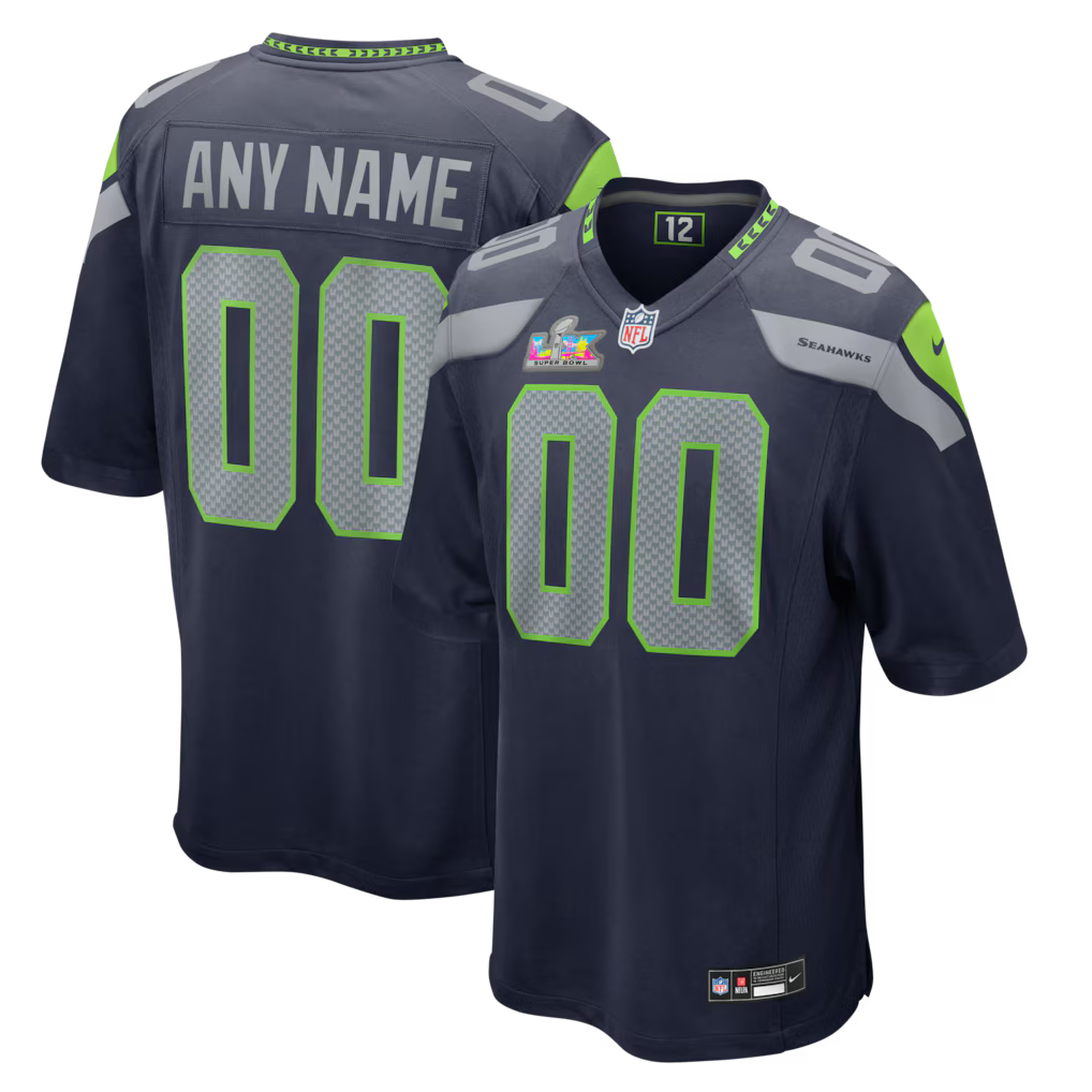 Custom Seattle Seahawks Super Bowl LX Patch Jersey product image 1