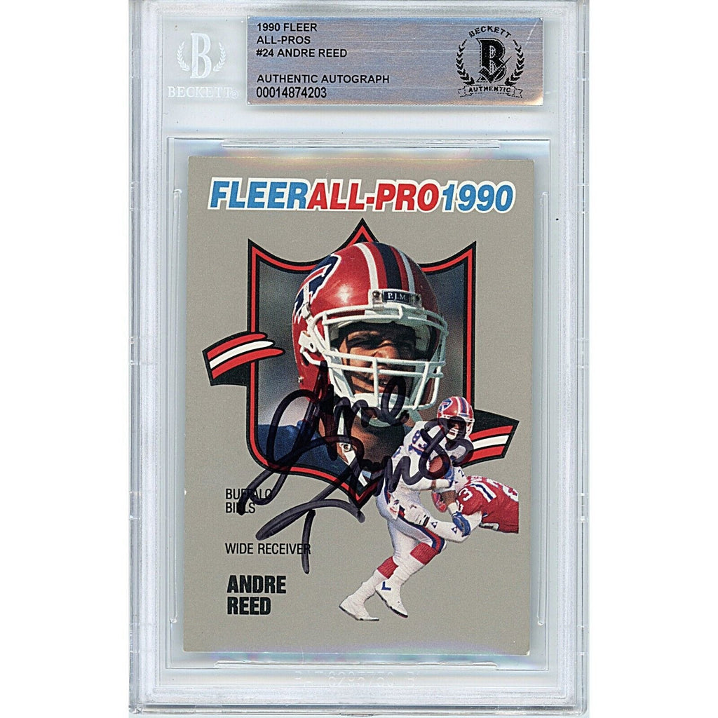 Andre Reed Buffalo Bills Signed 1990 Fleer Football Card Beckett Authentic Auto Slab HOF product image 1, provided for