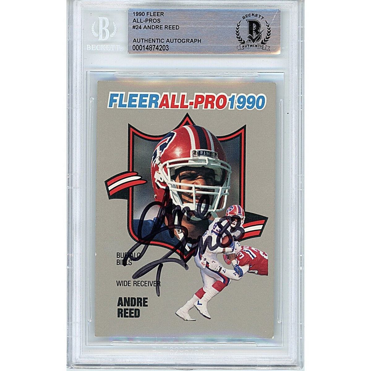 Andre Reed Buffalo Bills Signed 1990 Fleer Football Card Beckett Authentic Auto Slab HOF product image 1, provided for
