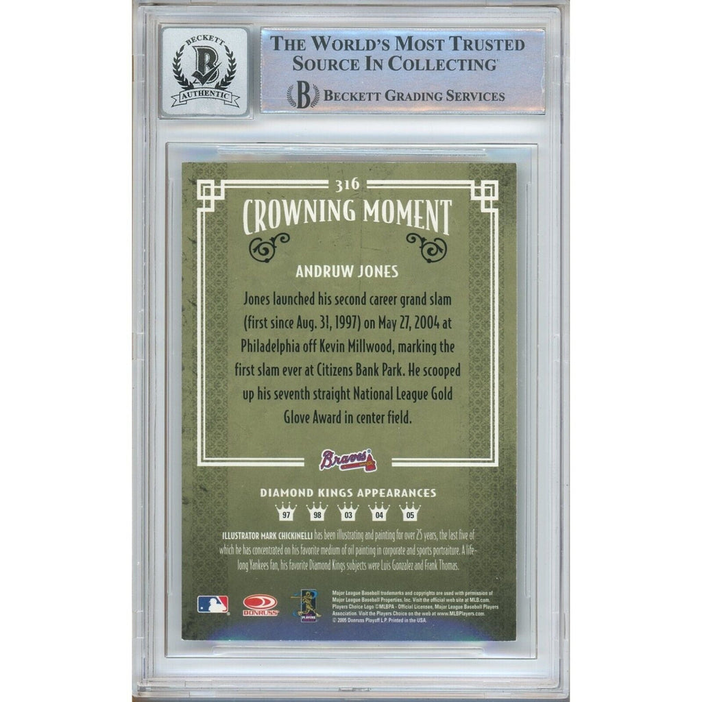 Andruw Jones Atlanta Braves Signed 2005 Diamond Kings Card BGS Auto 10 Graded Slab product image 2, provided for visual