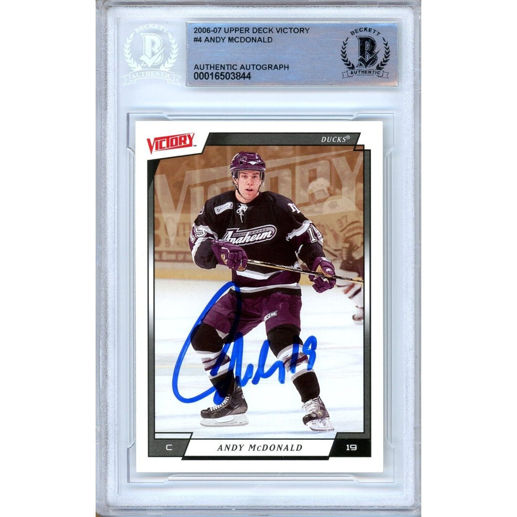 Andy McDonald Anaheim Ducks Signed 2006-07 Upper Deck Victory BAS Auth Auto Slab product image 1, provided for visual