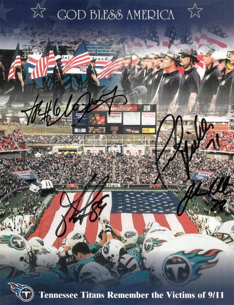 2001 Tennessee Titans Remember 9/11 signed 8.5x11 God Bless America Photo- 4 Sig product image 1, provided for visual