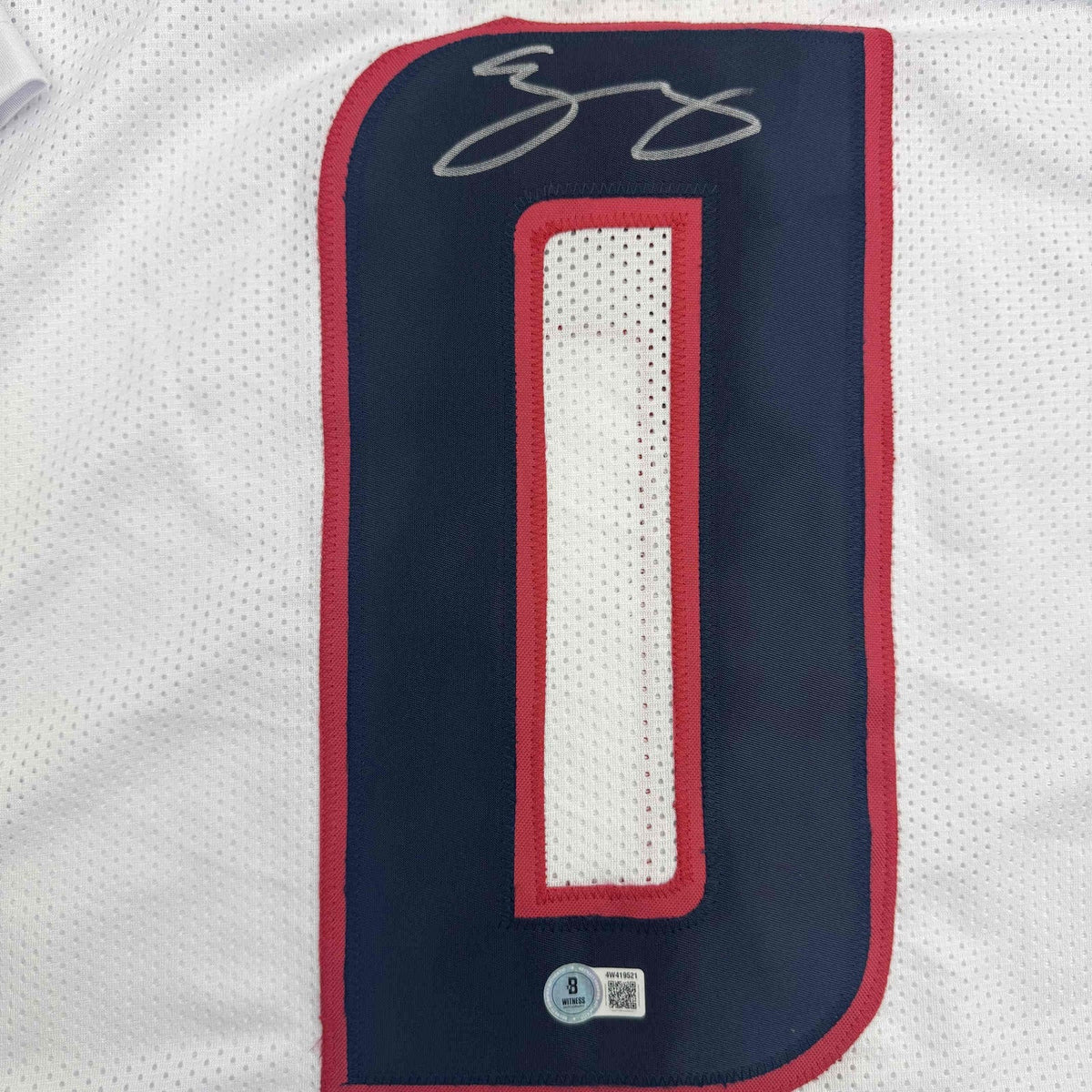 Autographed/Signed Azeez Al Shaair Houston White Football Jersey Beckett BAS COA product image 3, provided for visual