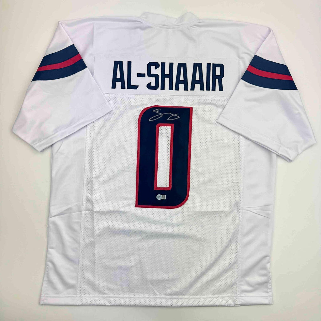 Autographed/Signed Azeez Al Shaair Houston White Football Jersey Beckett BAS COA product image 1, provided for visual