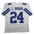Autographed/Signed Larry Brown SB MVP Dallas White Football Jersey JSA COA product image 1, provided for visual reference