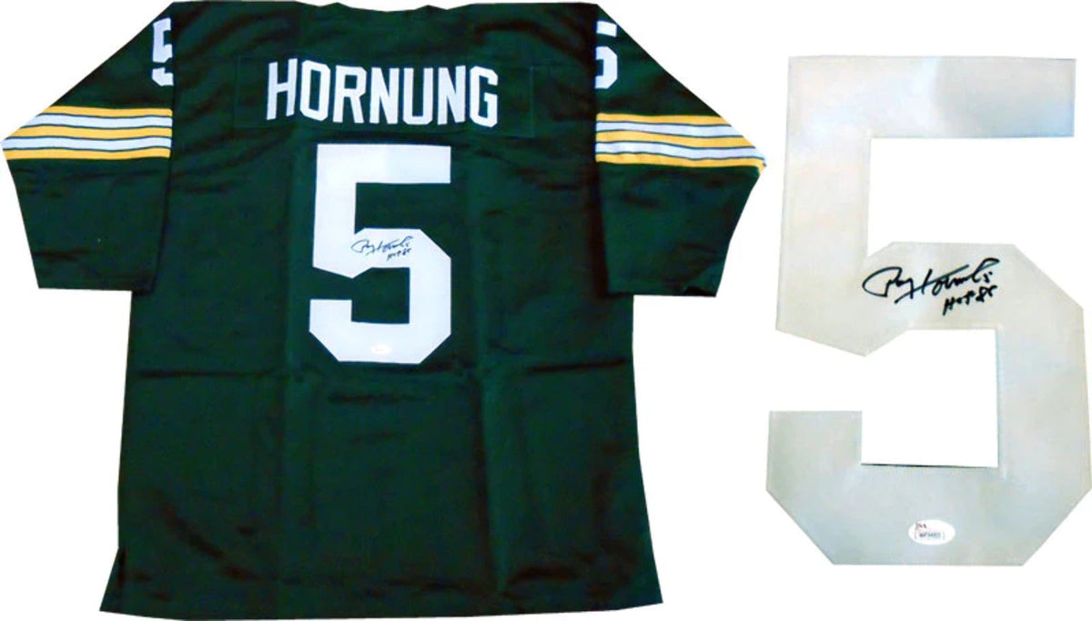 Paul Hornung "HOF 86" Autographed Packers Jersey (JSA) product image 1, provided for visual reference and product detail