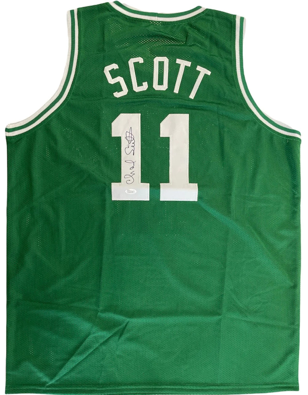 Charlie Scott Autographed Boston Celtics Green Custom Jersey (JSA) product image 1, provided for visual reference and