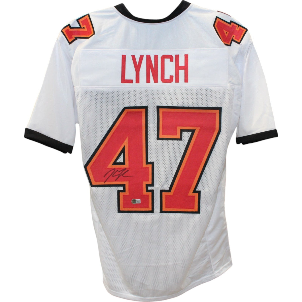 John Lynch Autographed/Signed Pro Style White XL TB Jersey Beckett Witness 49982 product image 1, provided for visual