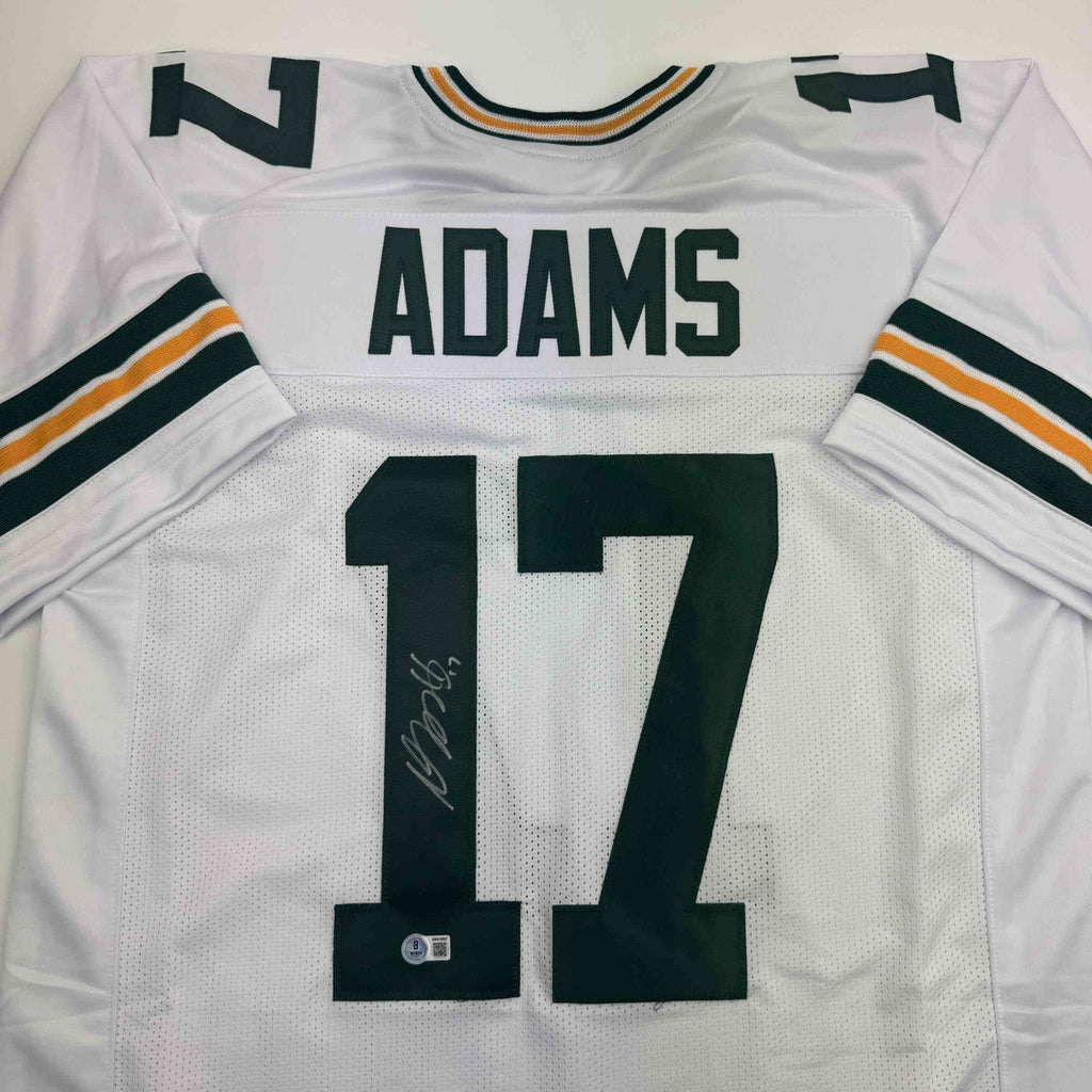 Autographed/Signed Davante Adams Green Bay White Football Jersey Beckett BAS COA product image 2, provided for visual