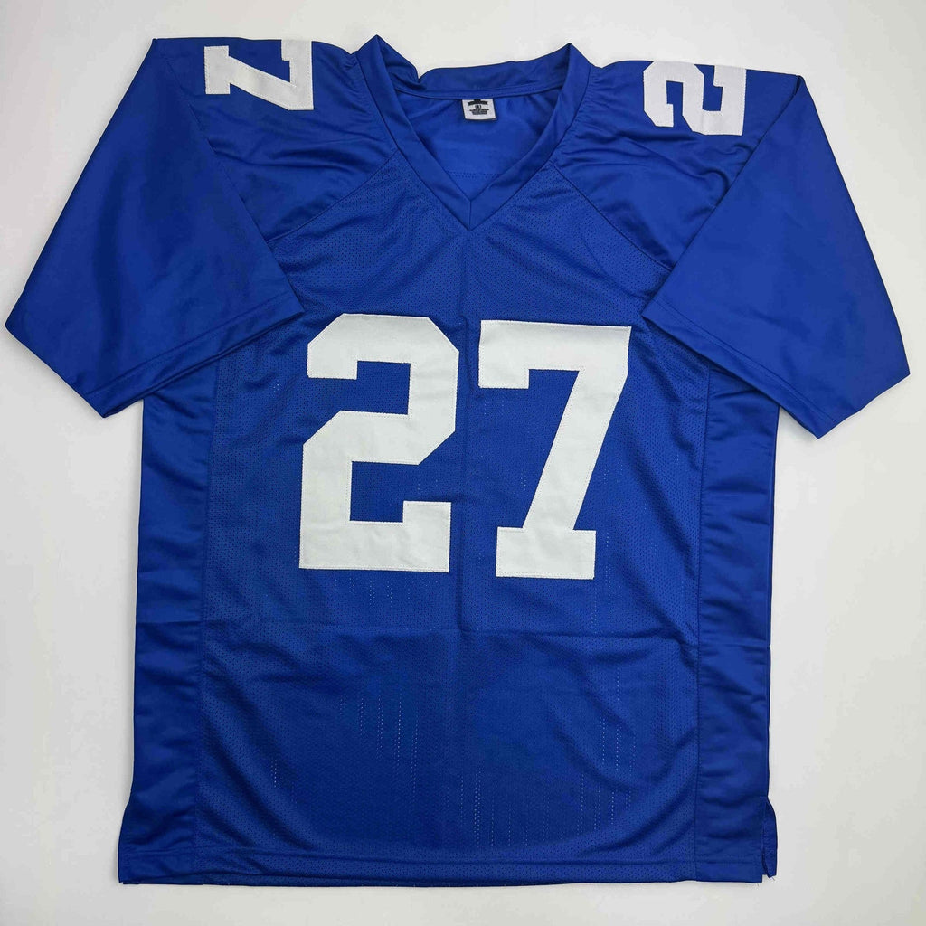 Autographed/Signed Brandon Jacobs New York Blue Football Jersey Beckett BAS COA product image 4, provided for visual