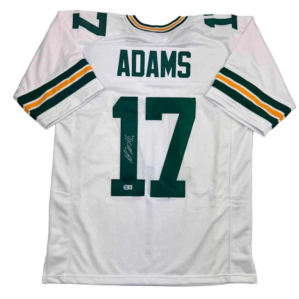 Autographed/Signed Davante Adams Green Bay White Football Jersey Beckett BAS COA product image 1, provided for visual