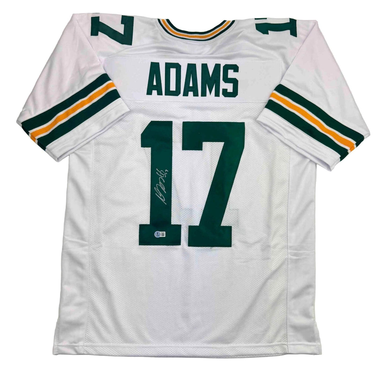Autographed/Signed Davante Adams Green Bay White Football Jersey Beckett BAS COA product image 1, provided for visual