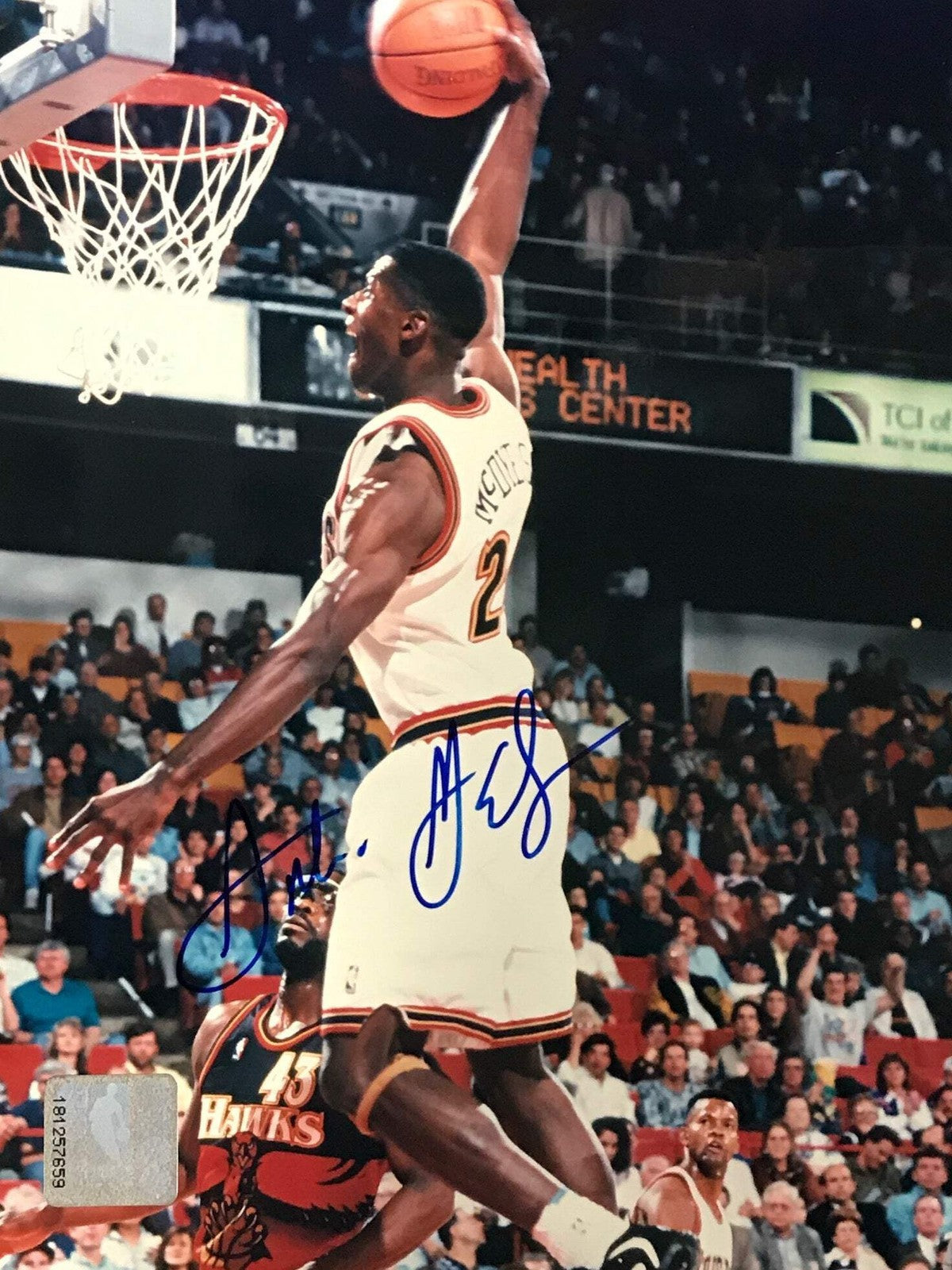 Antonio McDyess Autographed Basketball 8x10 Photo product image 1, provided for visual reference and product detail review