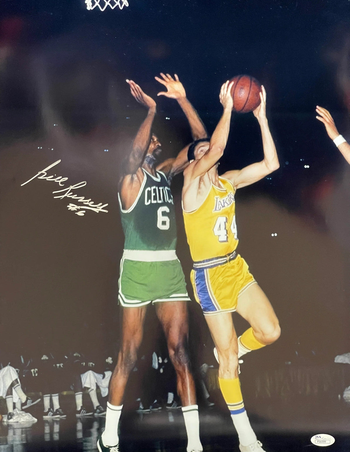 Bill Russell Autographed 16x20 Photo vs Jerry West (JSA) product image 1, provided for visual reference and product detail