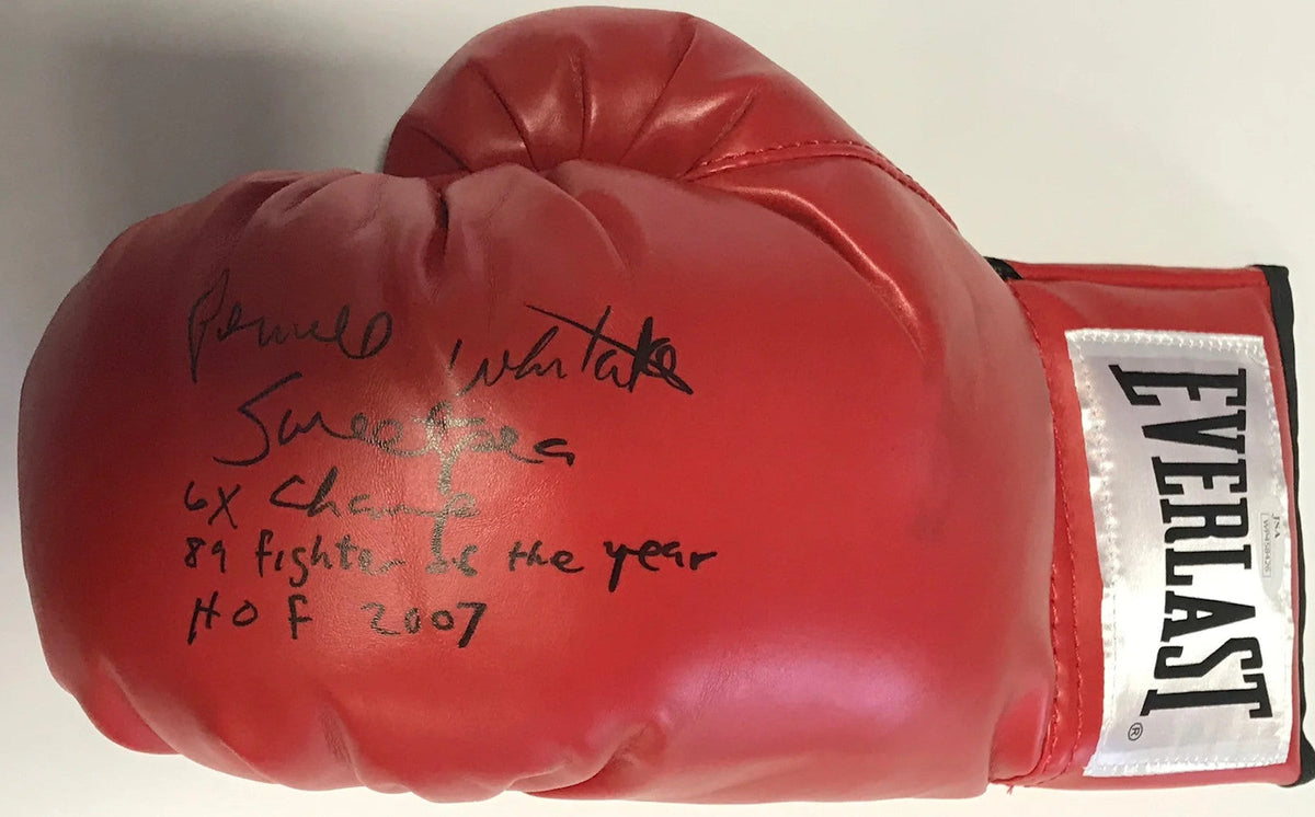 Pernell Whitaker Autographed Red Everlast Left Boxing Glove (JSA) product image 1, provided for visual reference and product