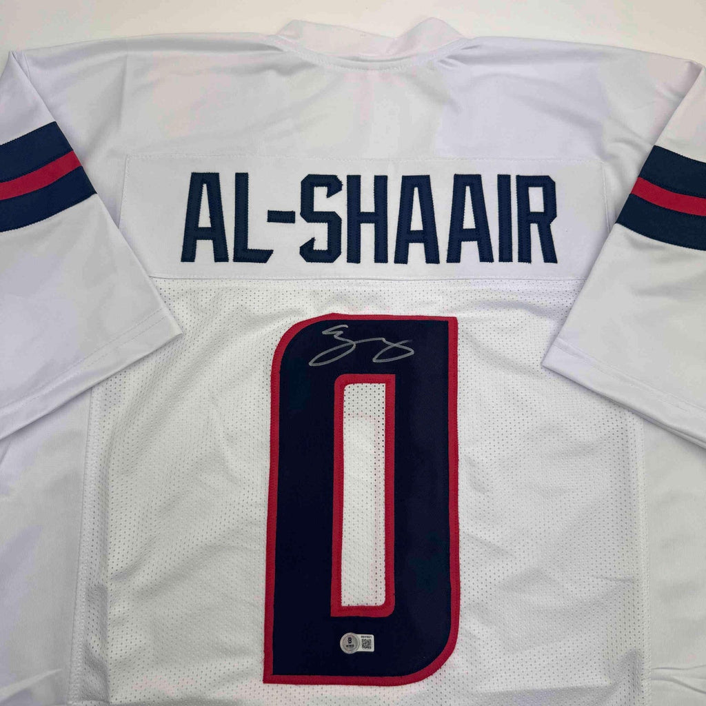 Autographed/Signed Azeez Al Shaair Houston White Football Jersey Beckett BAS COA product image 2, provided for visual