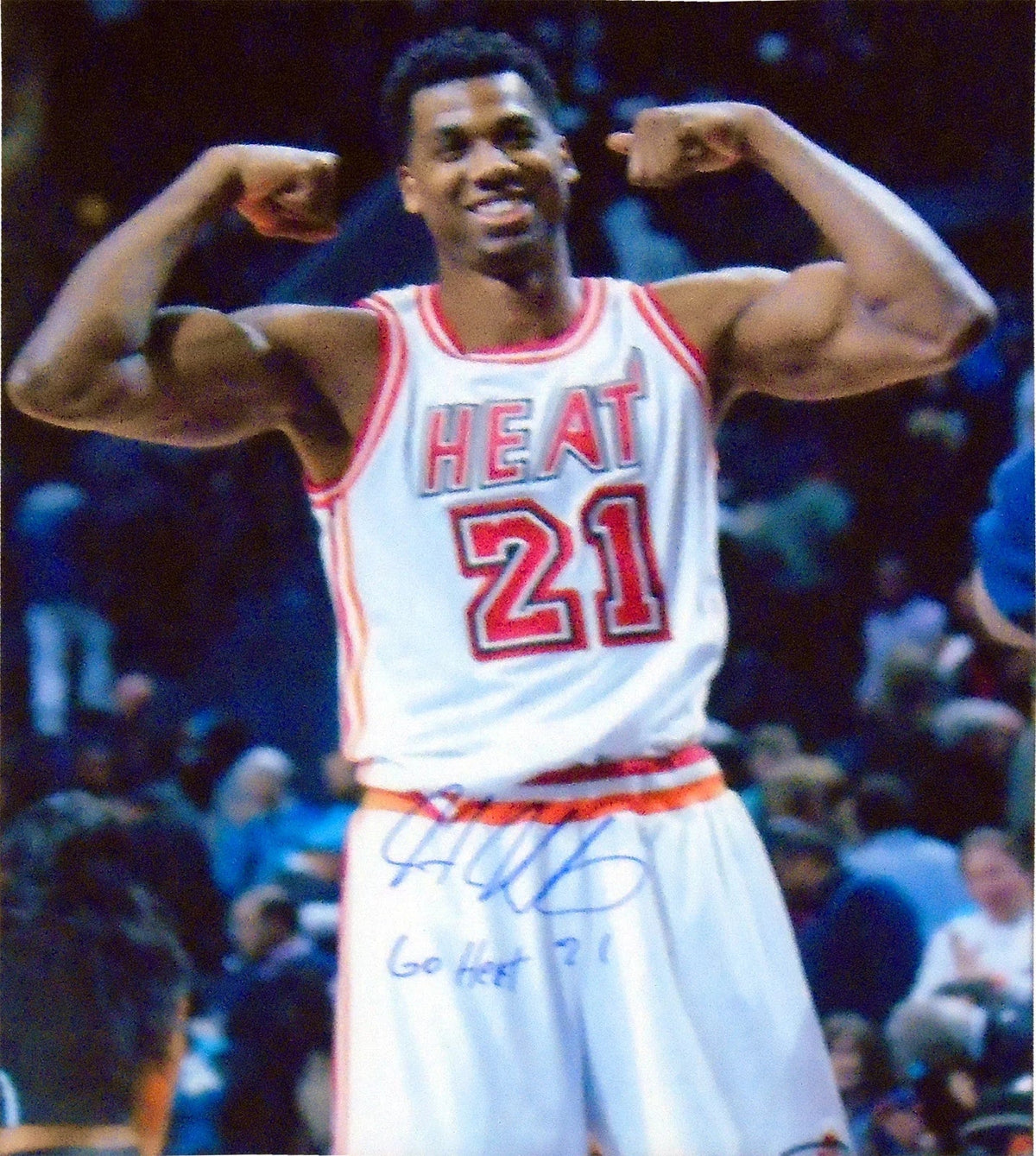 Hassan Whiteside "Go Heat" Autographed Miami Heat Flexing 16x20 Photo product image 1, provided for visual reference and