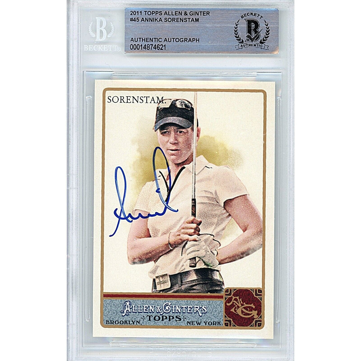 Annika Sorenstam Golf Signed 2011 Topps Allen and Ginter Card BAS Auth Auto Slab LPGA product image 1, provided for visual