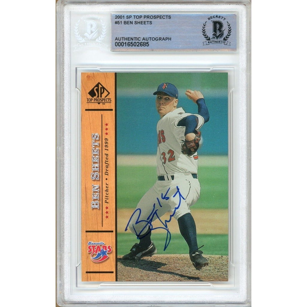 Ben Sheets Milwaukee Brewers Signed 2001 SP Top Prospects Card BAS Auth Auto Slab product image 1, provided for visual