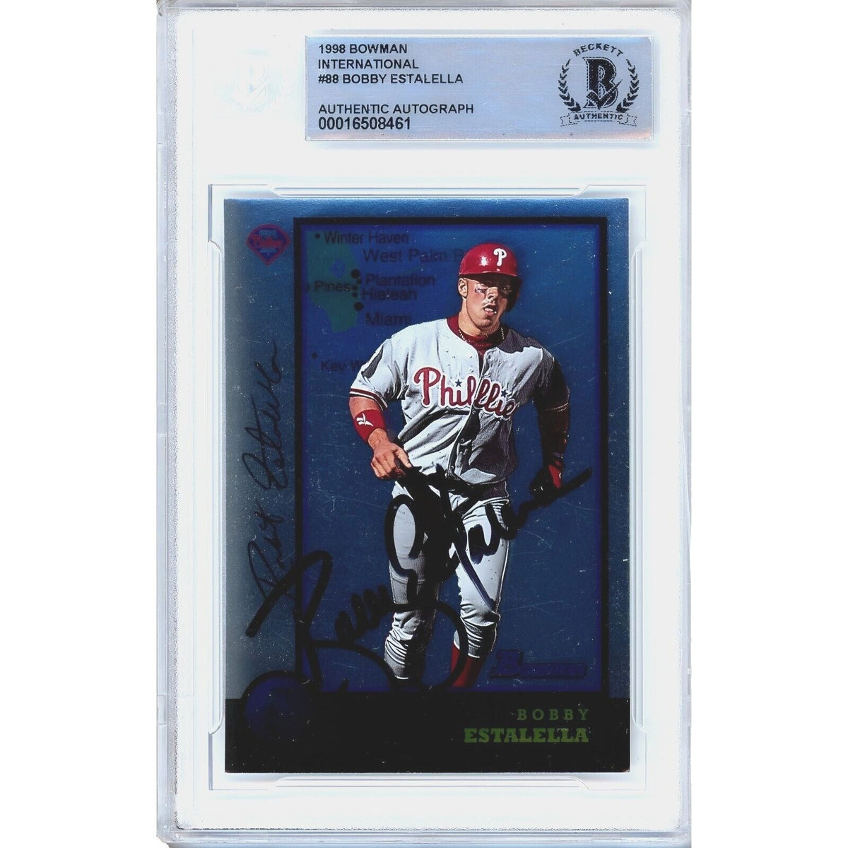 Bobby Estalella Phillies Signed 1998 Bowman International Card Beckett Authentic Auto Slab product image 1, provided for