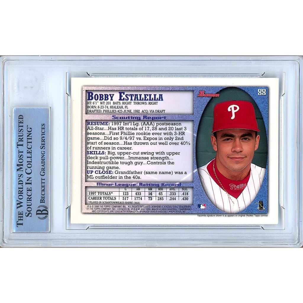 Bobby Estalella Phillies Signed 1998 Bowman International Card Beckett Authentic Auto Slab product image 2, provided for