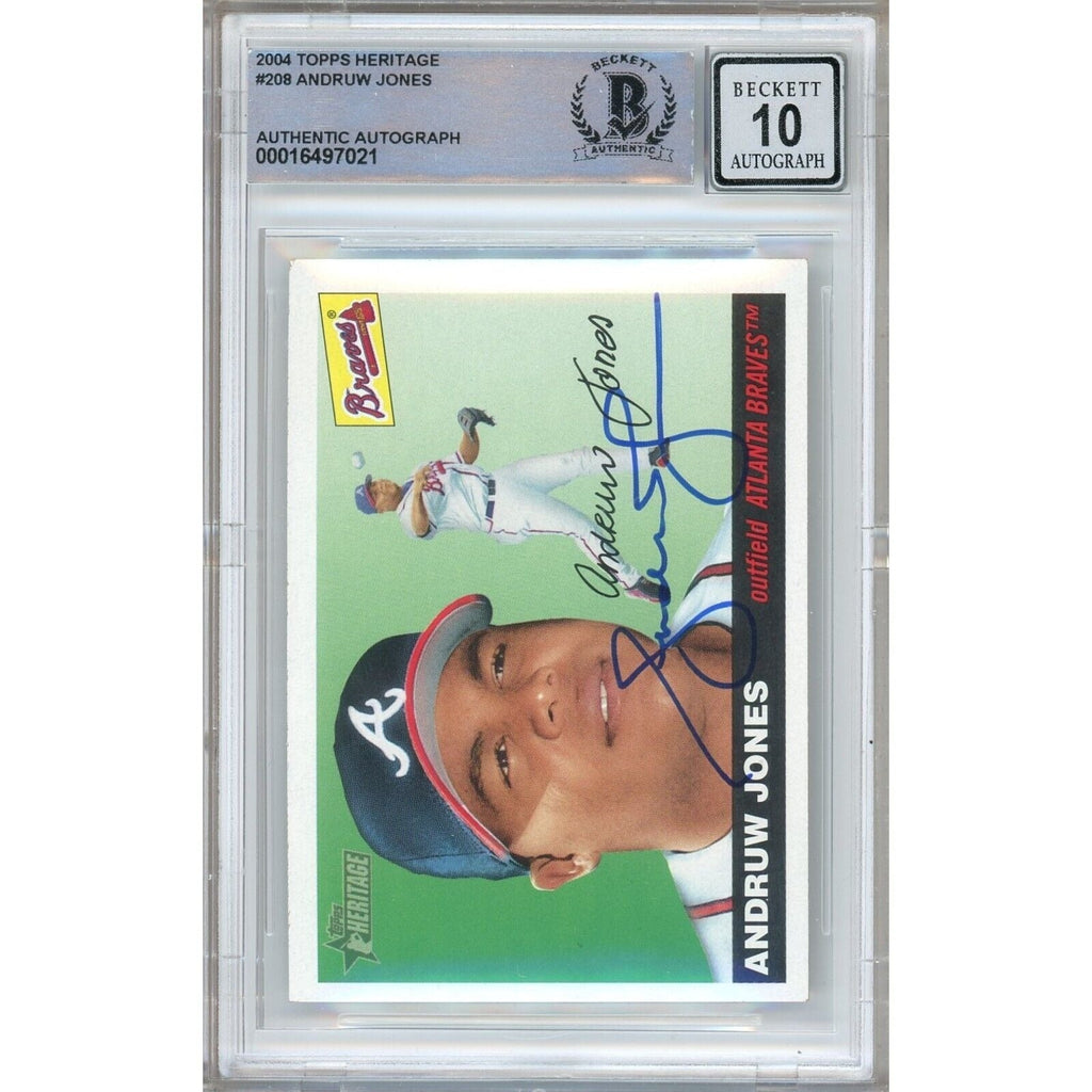 Andruw Jones Atlanta Braves Signed 2004 Topps Heritage BAS BGS Auto 10 Graded Slab product image 2, provided for visual