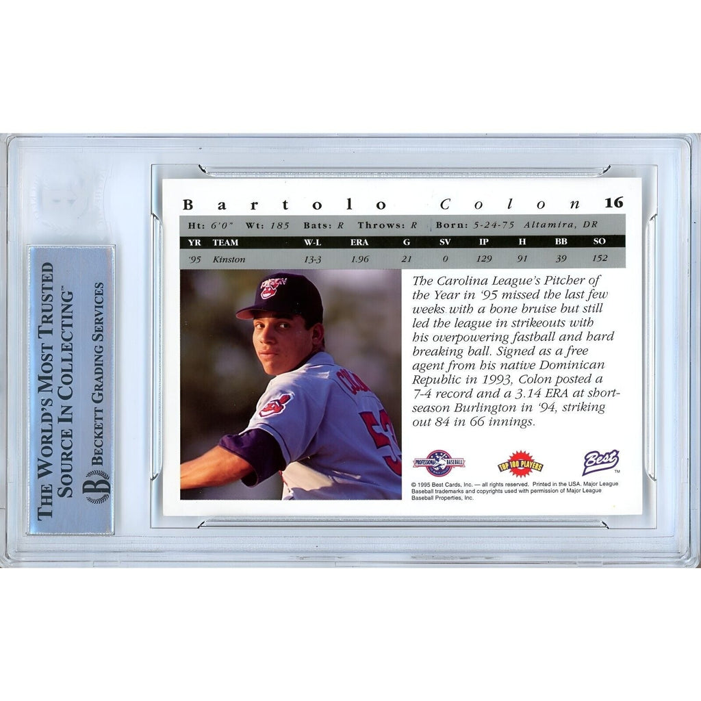 Bartolo Colon Cleveland Indians Signed 1995 Team Best Baseball Card BAS Auth Auto Slab product image 2, provided for visual