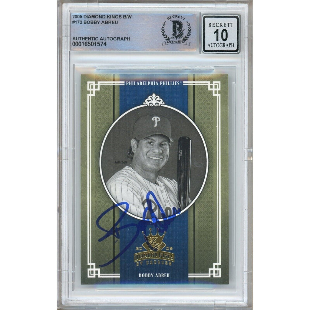Bobby Abreu Phillies Signed 2005 Diamond Kings B/W Card BAS BGS Auto 10 Graded Slab product image 1, provided for visual