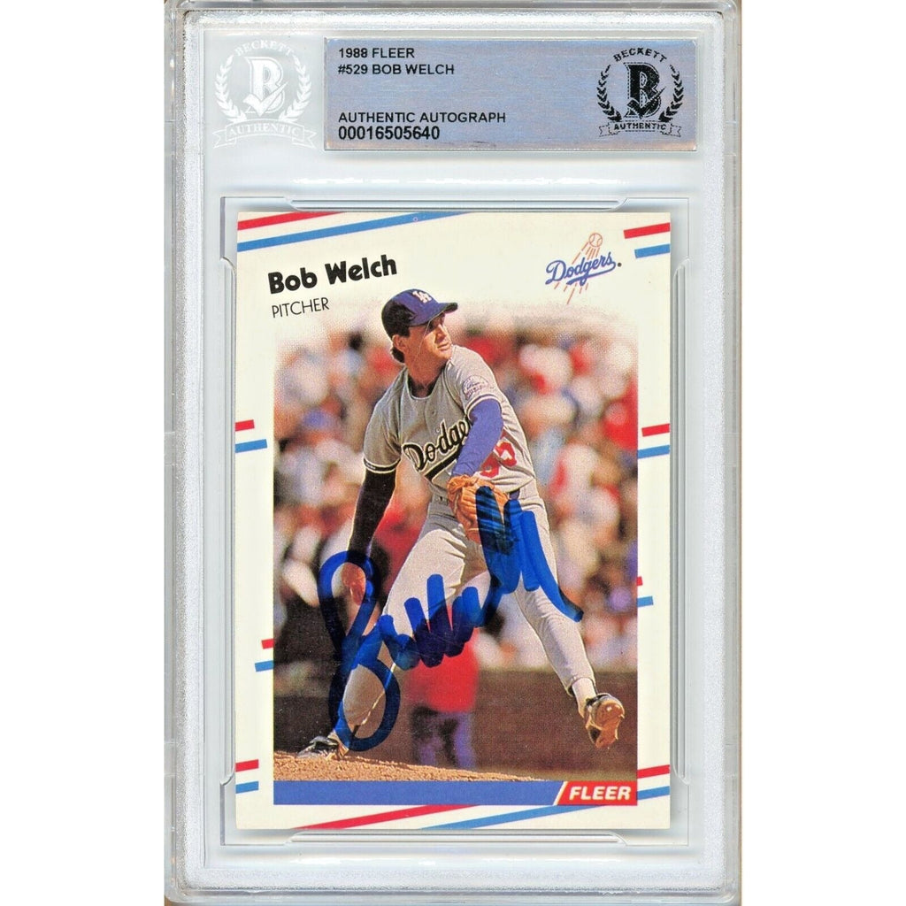 Bob Welch Los Angeles Dodgers Signed 1988 Fleer Baseball Card BAS Auth Auto Slab product image 1, provided for visual